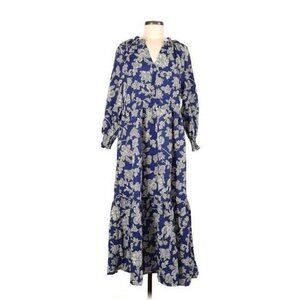 Beautiful Flower printed full sleeve maxi statement Blogger dress women Size M